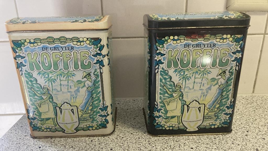 2 nostalgische blikken De Gruijter Koffie, Verzamelen, Blikken, Ophalen of Verzenden, Gebruikt, Koffie, Overige merken