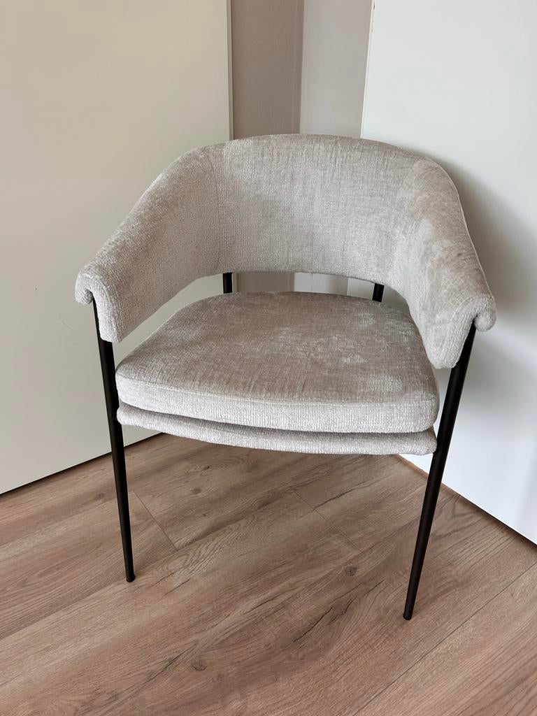 2x NIEUWE Eetkamerstoel 'Janine' beige met brons poten, Huis en Inrichting, Stoelen, Ophalen, Twee, Overige kleuren, Nieuw
