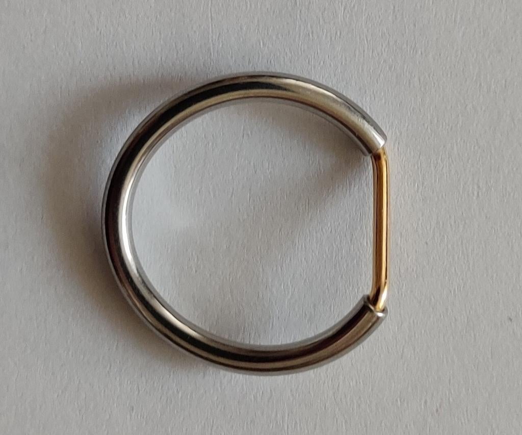 Titanium ring met 14 karaats goud, maat 19, 19 tot 20, Ophalen of Verzenden, Zo goed als nieuw, Dame