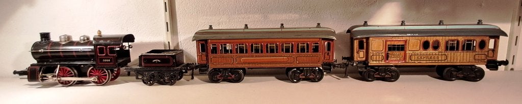 Spoor 1 bing S-locomotief en 2 rijtuigen 1915, Ophalen of Verzenden