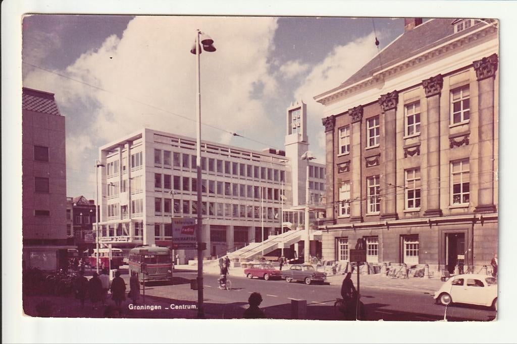 GRONINGEN CENTRUM STADHUIS TROLLEYBUS GDS MAGIRUS DEUTZ BUS, Verzamelen, Ophalen of Verzenden, 1960 tot 1980, Ongelopen, Groningen