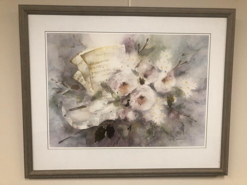 Ingelijste aquarel met bloemen van Jan Kooistra, 71x65 cm, Ophalen of Verzenden
