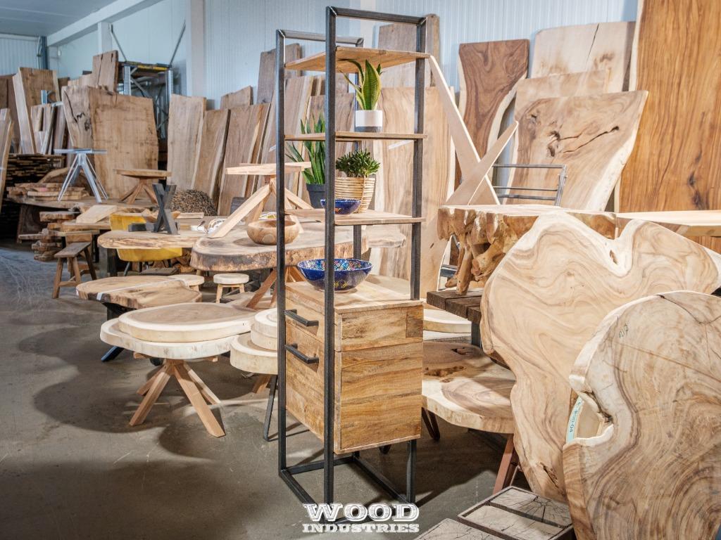 AKTIE Boomstamtafels: robuuste Houten tafel eiken teakhout, Landelijk industrieel stoer romantische, Vijf personen of meer, Grenenhout