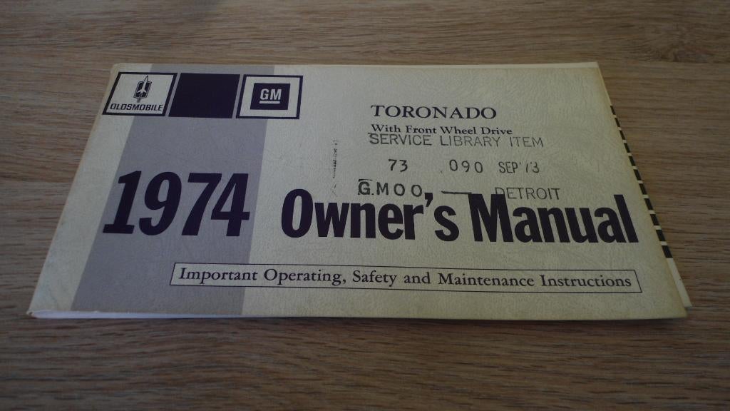 1974 Oldsmobile Toronado. First edition Owner's Manual., Auto diversen, Ophalen of Verzenden
