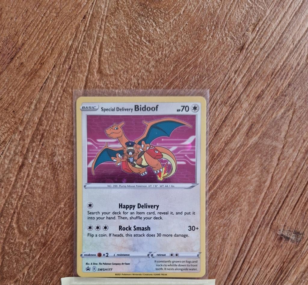 Special Delivery Bidoof – Pokémon Promo, Hobby en Vrije tijd, Verzamelkaartspellen | Pokémon, Nieuw, Losse kaart, Foil, Ophalen of Verzenden
