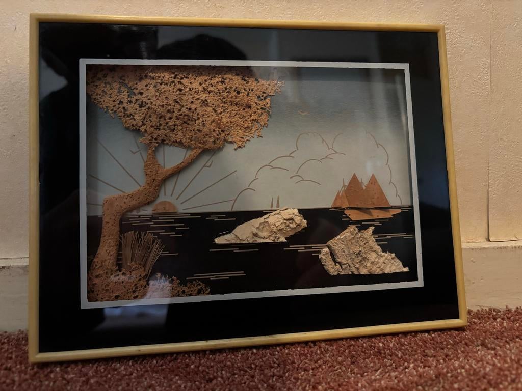 Kurk Landschap in Lijst - 22x16 cm, Huis en Inrichting, Woonaccessoires | Schilderijen, Tekeningen en Foto's, Gebruikt, Schilderij