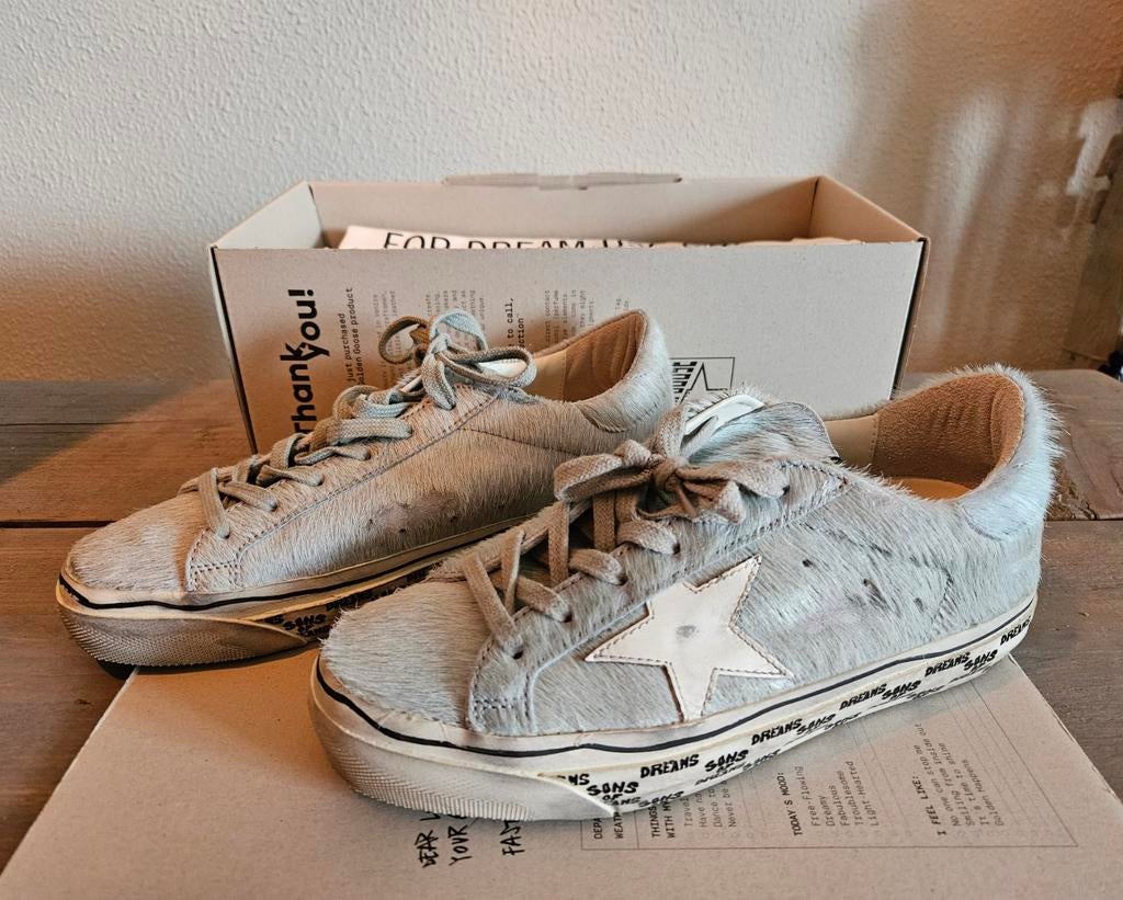 Golden Goose SuperStar sneakers met lichtblauw paardenhaar, Blauw, Nieuw, Ophalen of Verzenden, Sneakers of Gympen