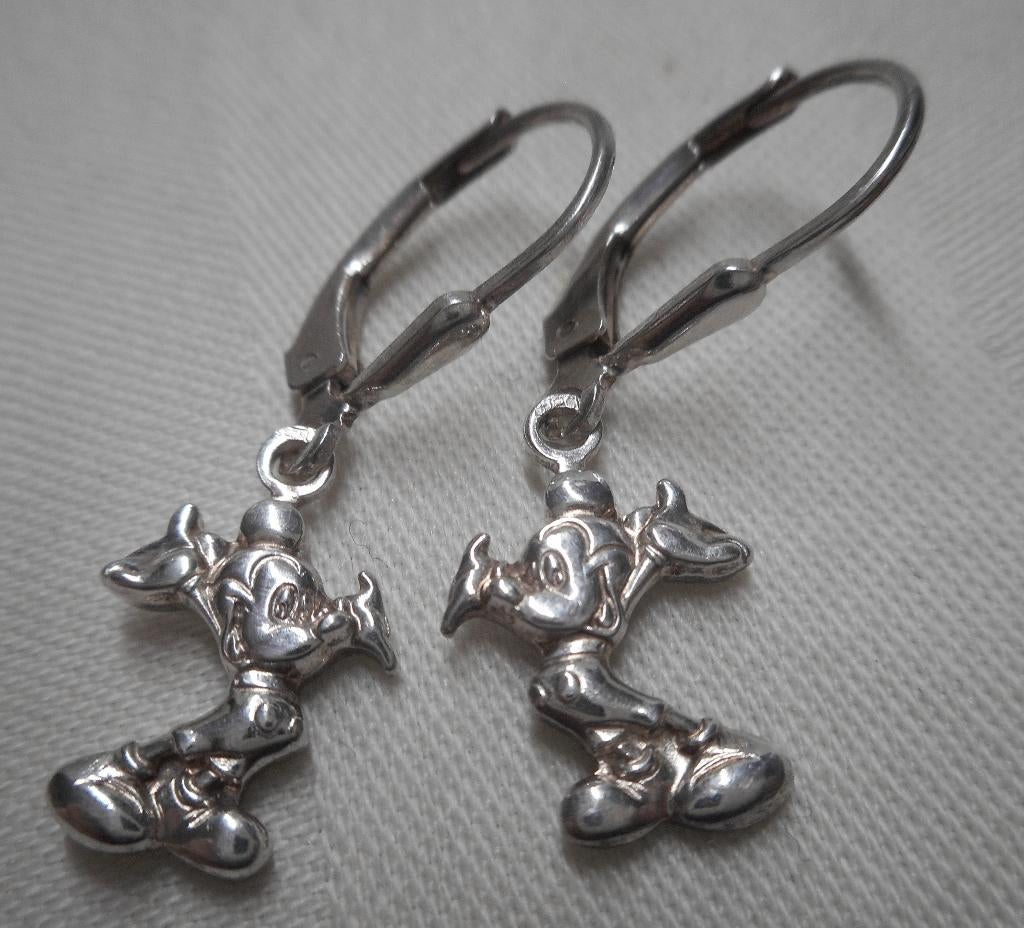 Zilveren Disney Mickey Mouse oorbellen nr.619, Hangers, Verzenden, Zo goed als nieuw, Zilver
