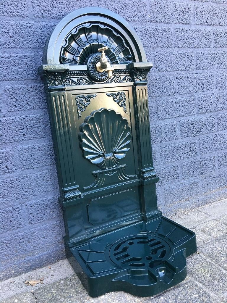 Staande fontein, aluminium, messing kraan,groen, Tuin en Terras, Ophalen of Verzenden, Nieuw, Aluminium, Fontein