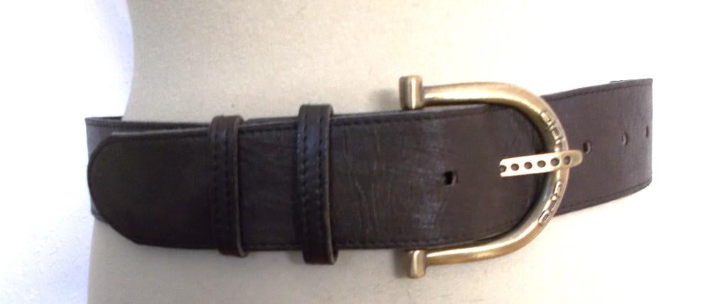 Donkerbruine leren riem van dure Italiaanse merk Aphero, Echt leder, 90 tot 100 cm, Tailleriem, Ophalen of Verzenden