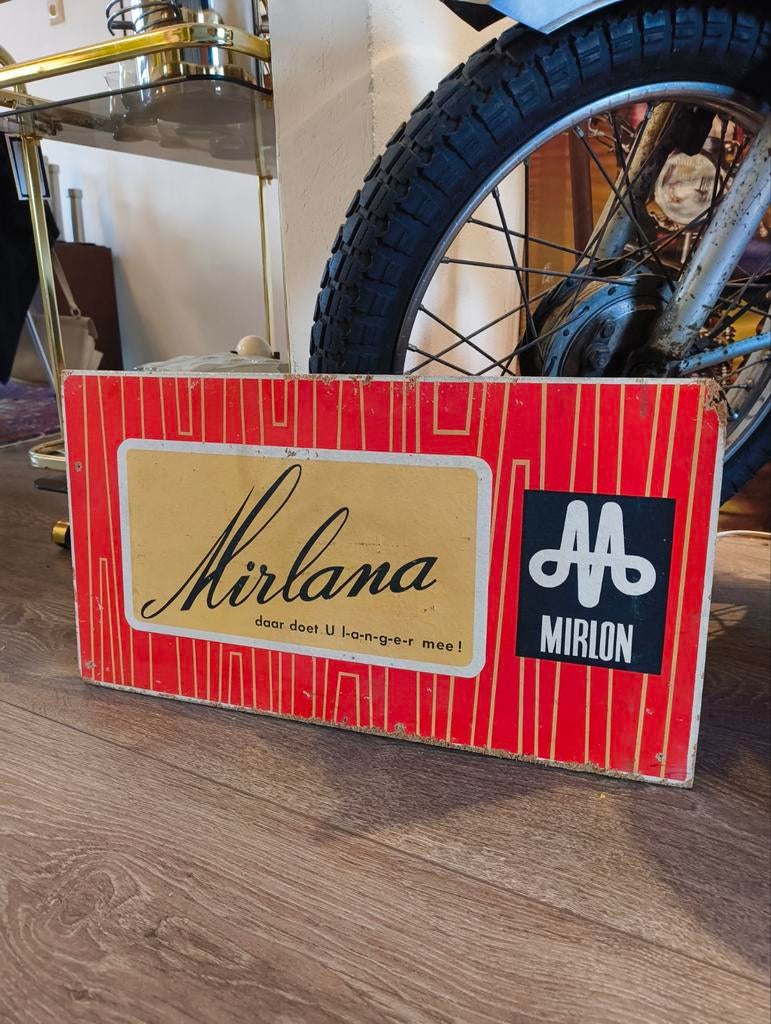 Vintage Mirlon Mirlana reclamebord, Ophalen of Verzenden, Reclamebord
