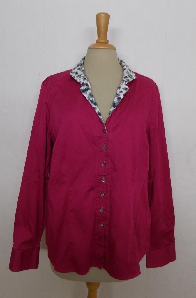 Mooie fuchsia print blouse van Eterna! 42, Ophalen of Verzenden, Zo goed als nieuw, Maat 42/44 (L), Roze