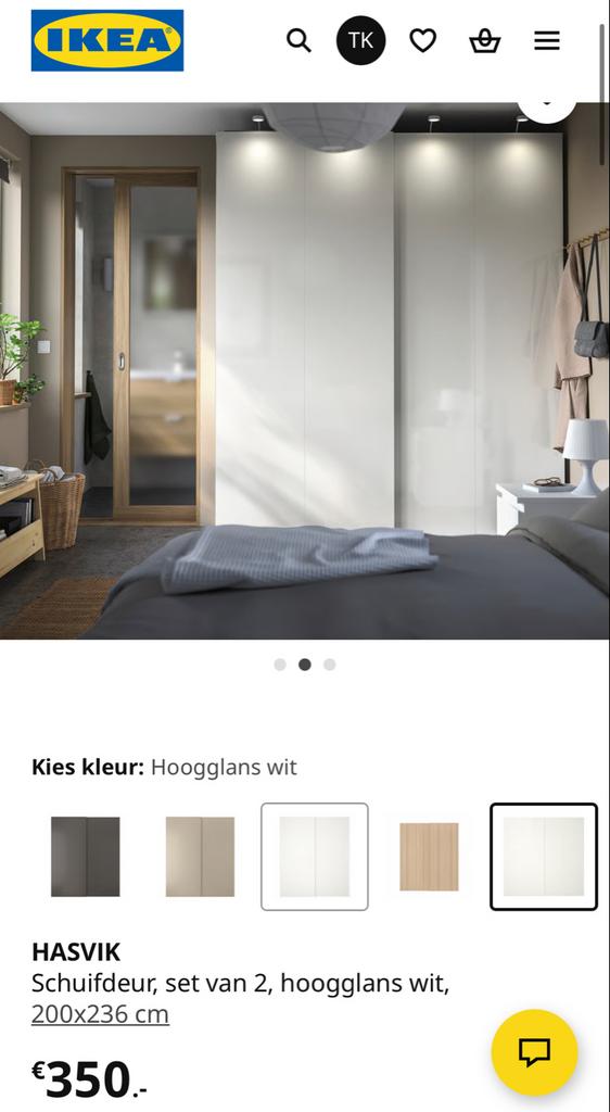 Witte hoogglans HASVIK schuifdeuren - IKEA PAX (200x236), Ophalen, Overige materialen, 200 cm of meer, Zo goed als nieuw