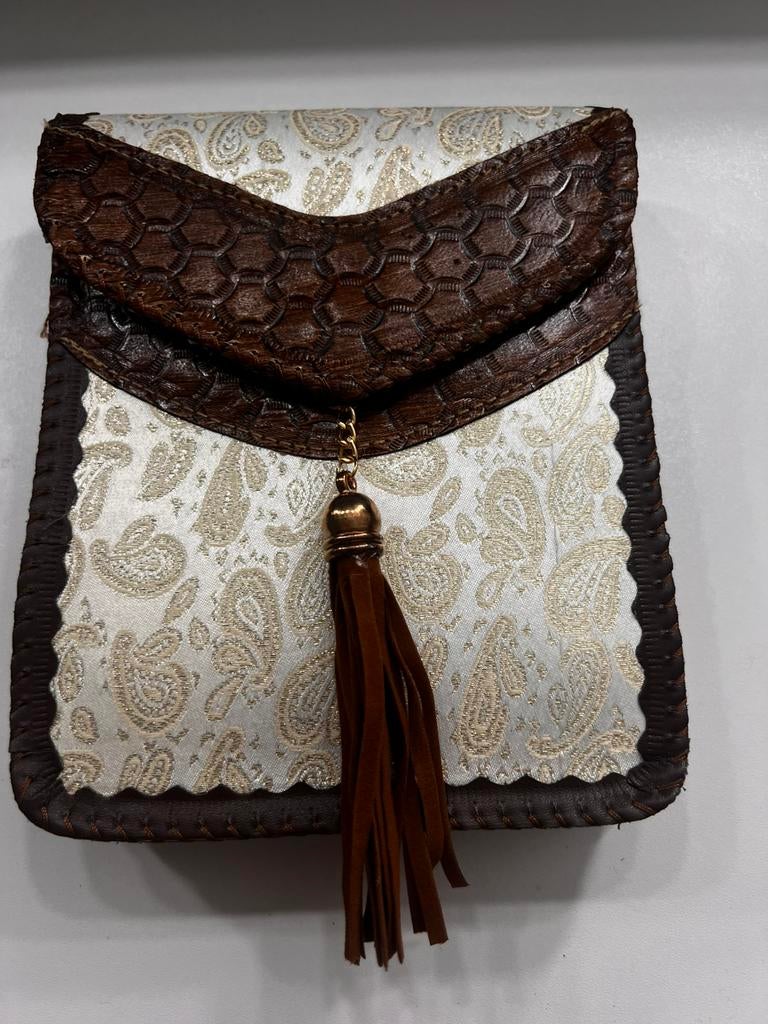 Handgemaakte autentieke Syrische leren tas, Ophalen of Verzenden, Zo goed als nieuw, Bruin, Overige materialen