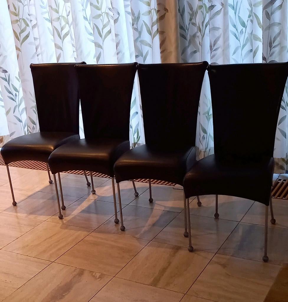 Colette leren eetkamerstoelen - set van 6, Huis en Inrichting, Stoelen, Ophalen, Zwart, Zo goed als nieuw, Modern
