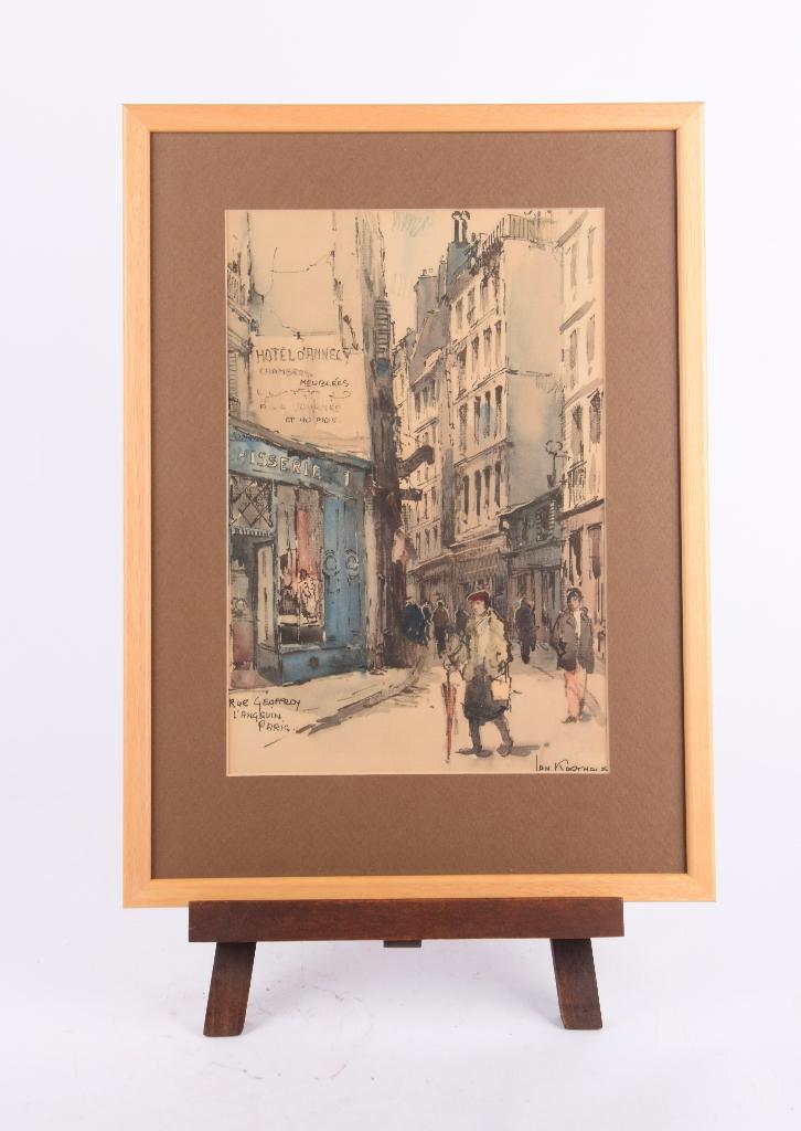 Jan Korthals (1916-1972) – “Rue Geoffroy L’Angevin, Paris”, Antiek en Kunst, Kunst | Tekeningen en Foto's, Ophalen of Verzenden
