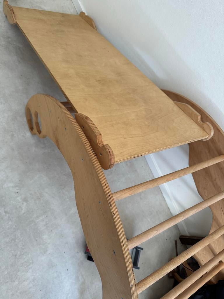 Houten Klimrek/Glijbaan met Boog - Gebruikt, Ophalen of Verzenden, Gebruikt, Klimwand