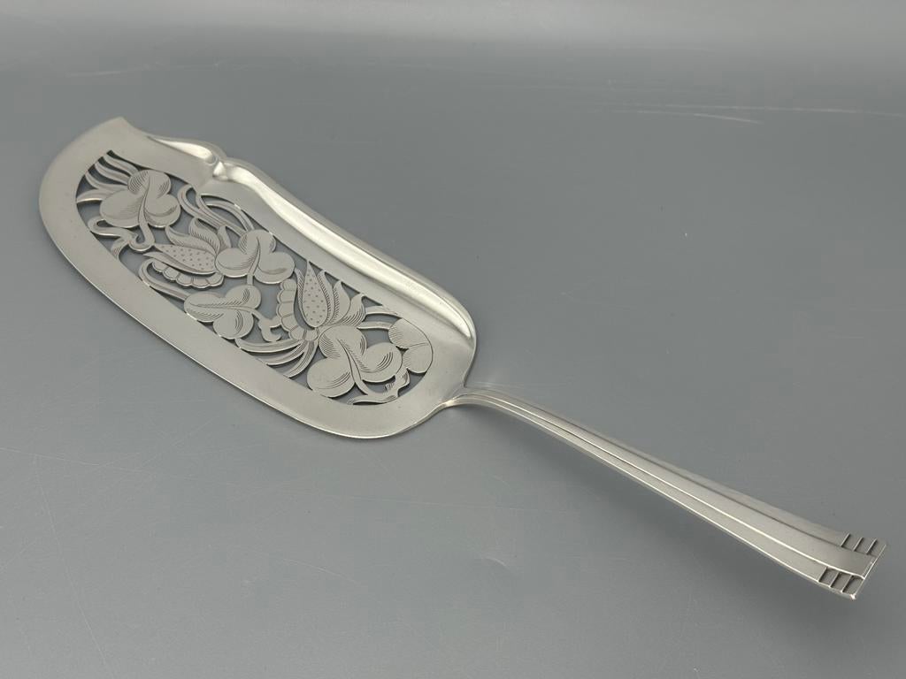 Zilveren Art Deco visschep, Antiek en Kunst, Ophalen of Verzenden, Zilver