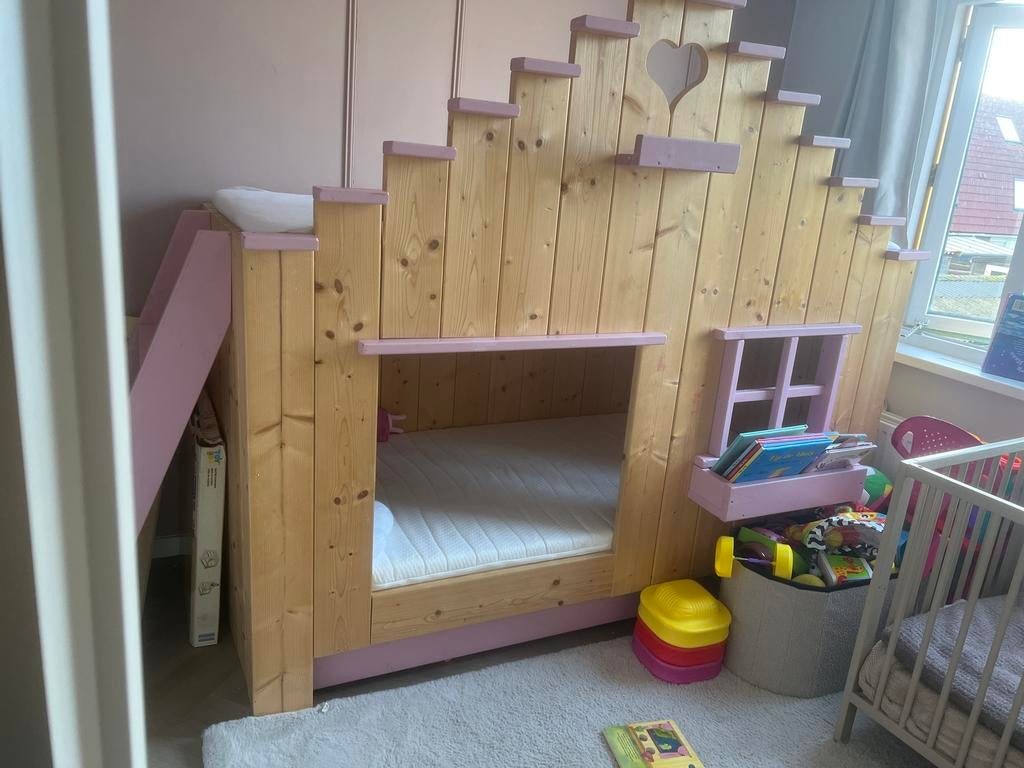 Leuk stapelbed in huisstijl, Gebruikt, 70 tot 85 cm, Ophalen of Verzenden, Hoogslaper of Stapelbed