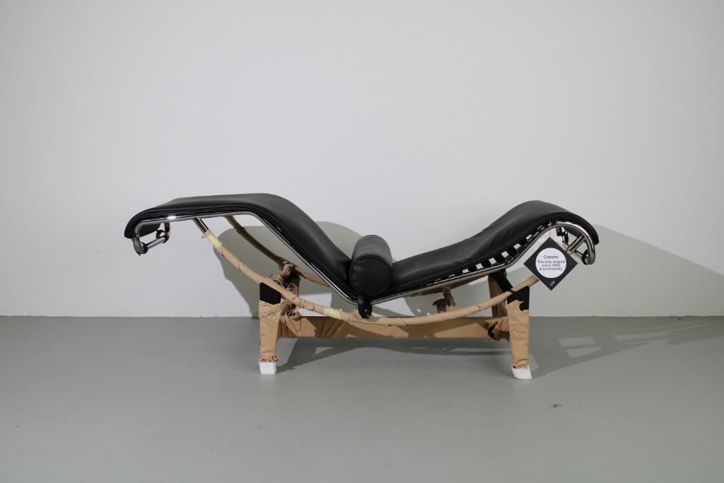 Cassina LC4 chaise longue, zwart leer, Ophalen, Eenpersoons, Minder dan 75 cm, 150 tot 200 cm