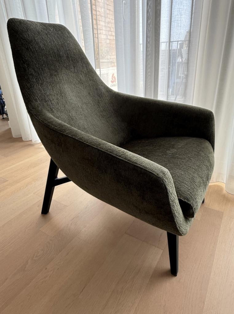Enzo fauteuil, in mosgroen, fluwelige boucle stof, Ophalen, Overige kleuren, Nieuw, Design, modern