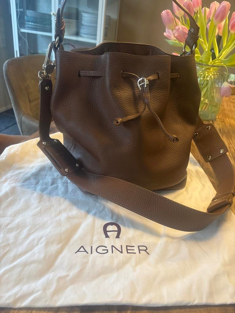 Aigner Bruine Emmer Handtas, Ophalen of Verzenden, Gebruikt, Bruin, Handtas