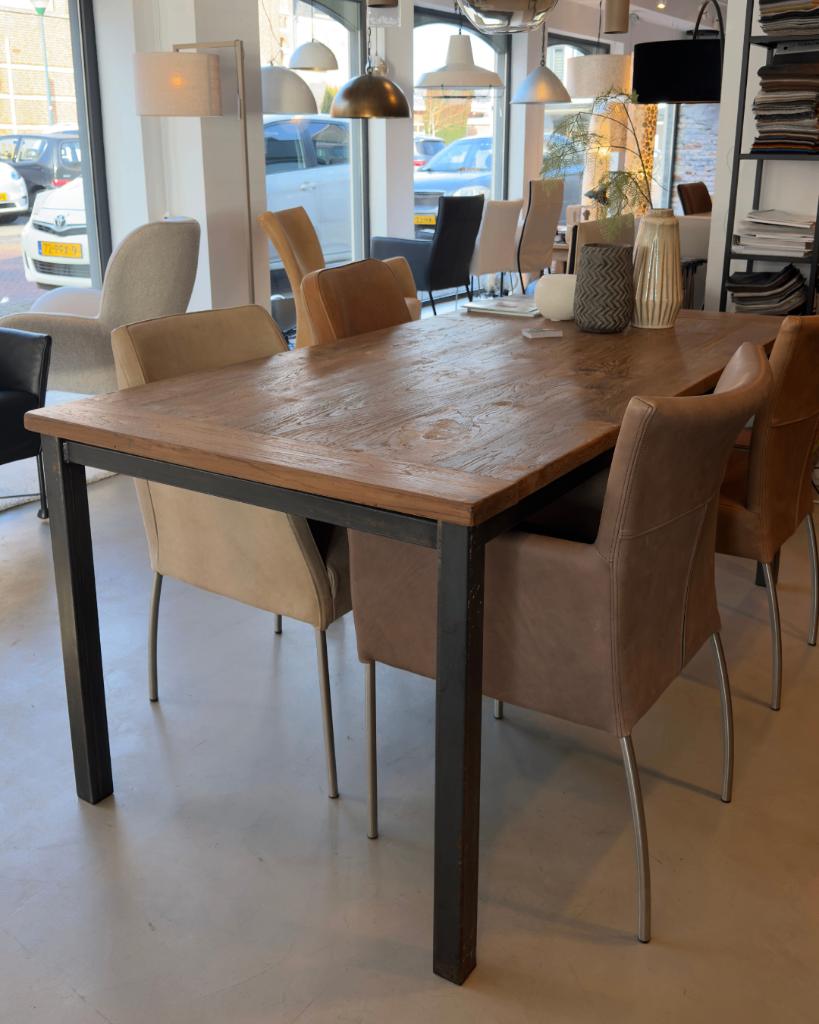Eettafel stalen frame 160x90 cm | Woonloods, Huis en Inrichting, Tafels | Eettafels, Nieuw, 50 tot 100 cm, 150 tot 200 cm, Rechthoekig