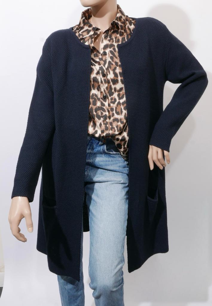 SIBIN LINNEBJERG nachtblauw vest maat L ZGAN, Ophalen of Verzenden, Zo goed als nieuw, Maat 42/44 (L), Blauw