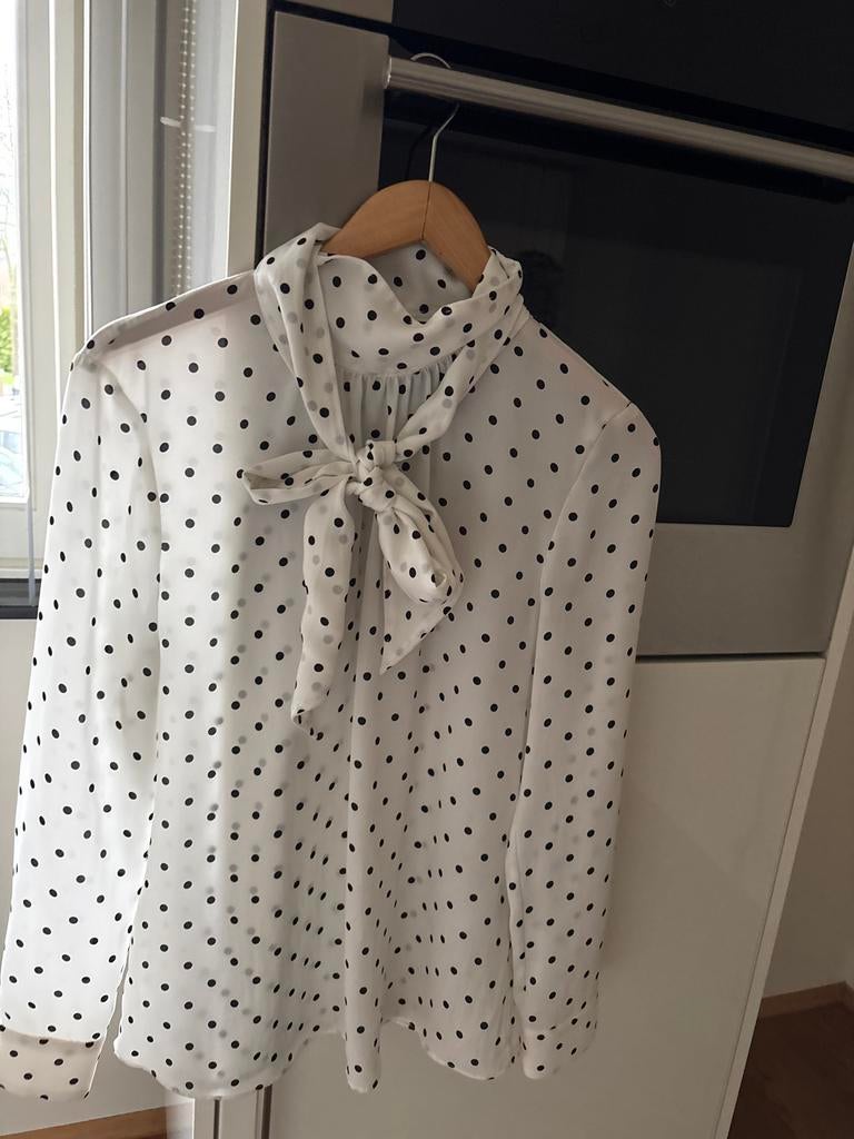 Marccain Blouse Wit met Zwart Maat 40, Ophalen of Verzenden, Zo goed als nieuw, Maat 38/40 (M), Wit