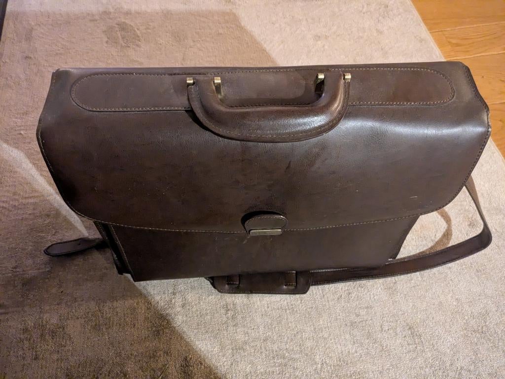 Leren Tas Schoudertas Laptoptas Leer, Ophalen of Verzenden, Zo goed als nieuw, Bruin, Leer