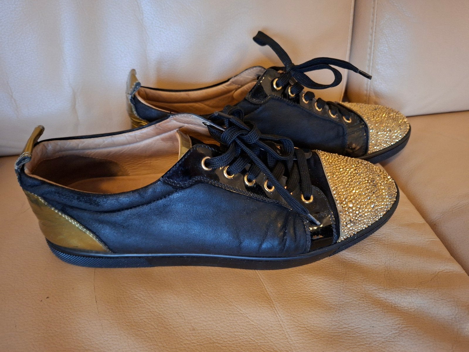 Christian Louboutin Strass Low-Top Sneakers maat 43, Ophalen of Verzenden, Zwart