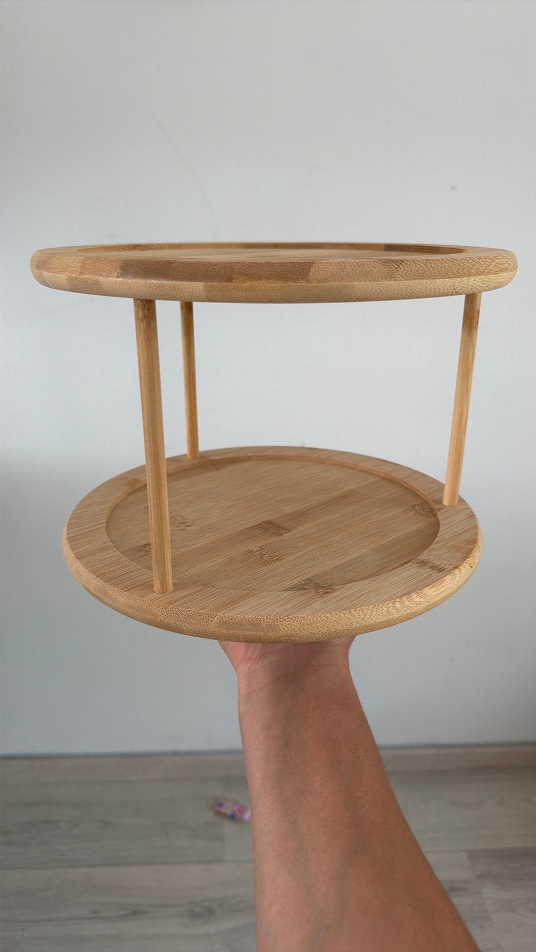 2 x etagère / draaiplateau bamboe, Etagère, Draaibaar, Ophalen of Verzenden, Zo goed als nieuw