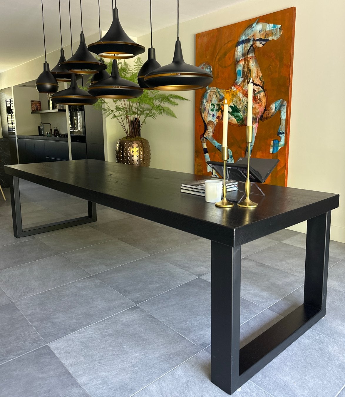 Massief eikenhouten eettafel 300x100 cm, Ophalen, Gebruikt, 100 tot 150 cm, Eikenhout