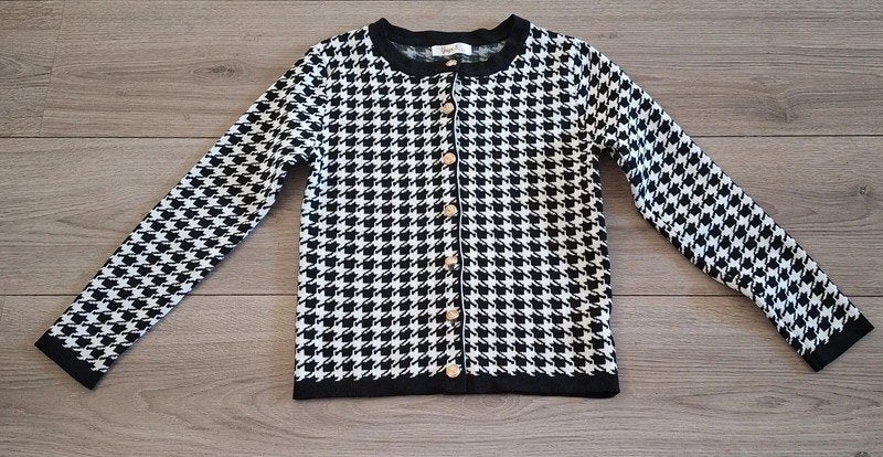 Yoyo S vest zwart wit pied-de-poule maat 152, Meisje, Ophalen of Verzenden, Zo goed als nieuw, Trui of Vest