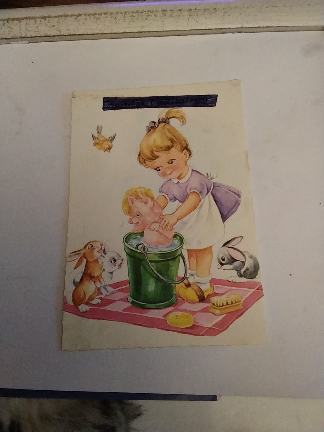 MEISJE. WAST  HET VARKENTJE, Ophalen of Verzenden, Voor 1920, Kinderen