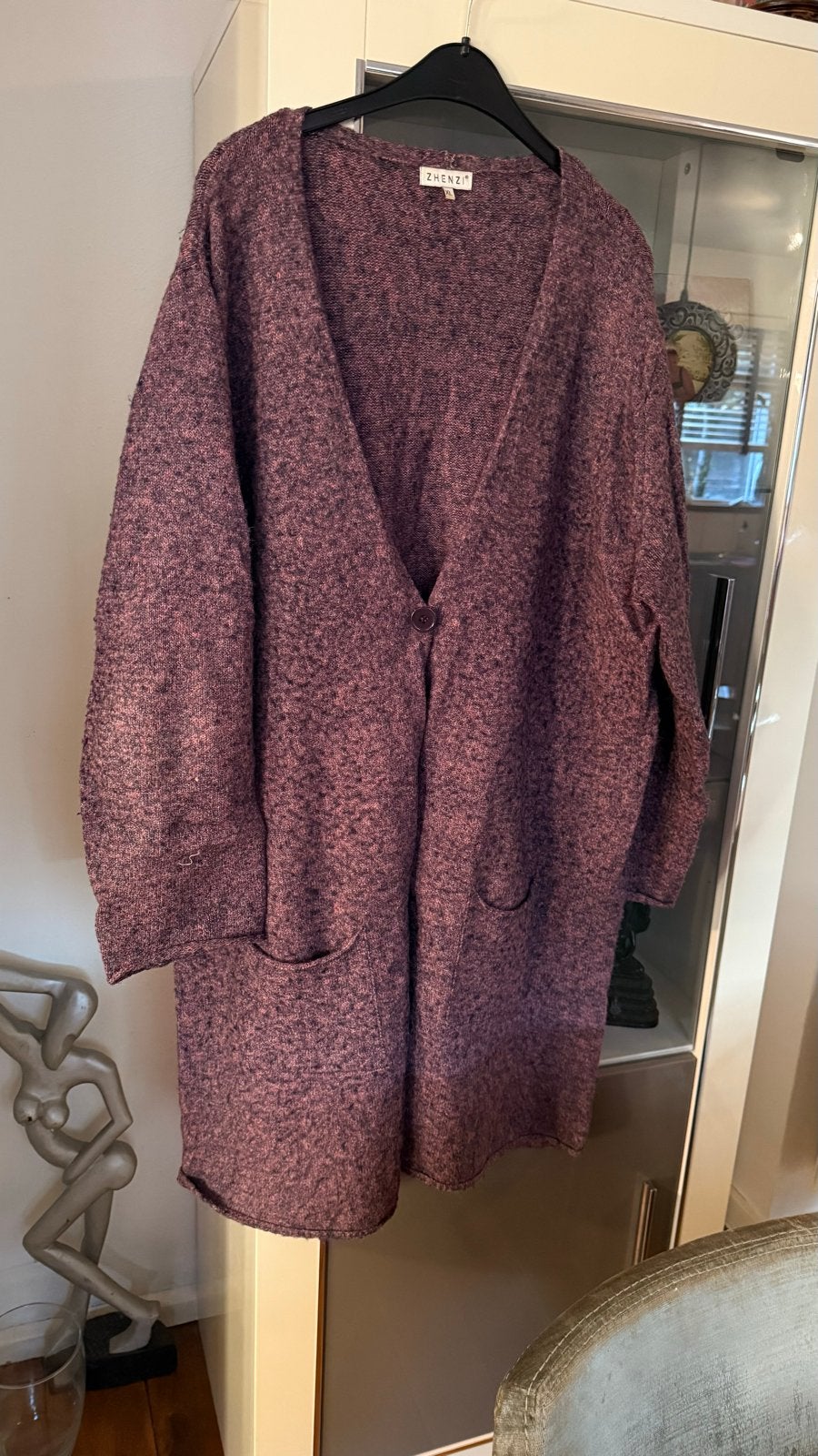 Zhenzi Lang Vest Maat 52/54, Ophalen of Verzenden, Zo goed als nieuw, Paars, Trui of Vest
