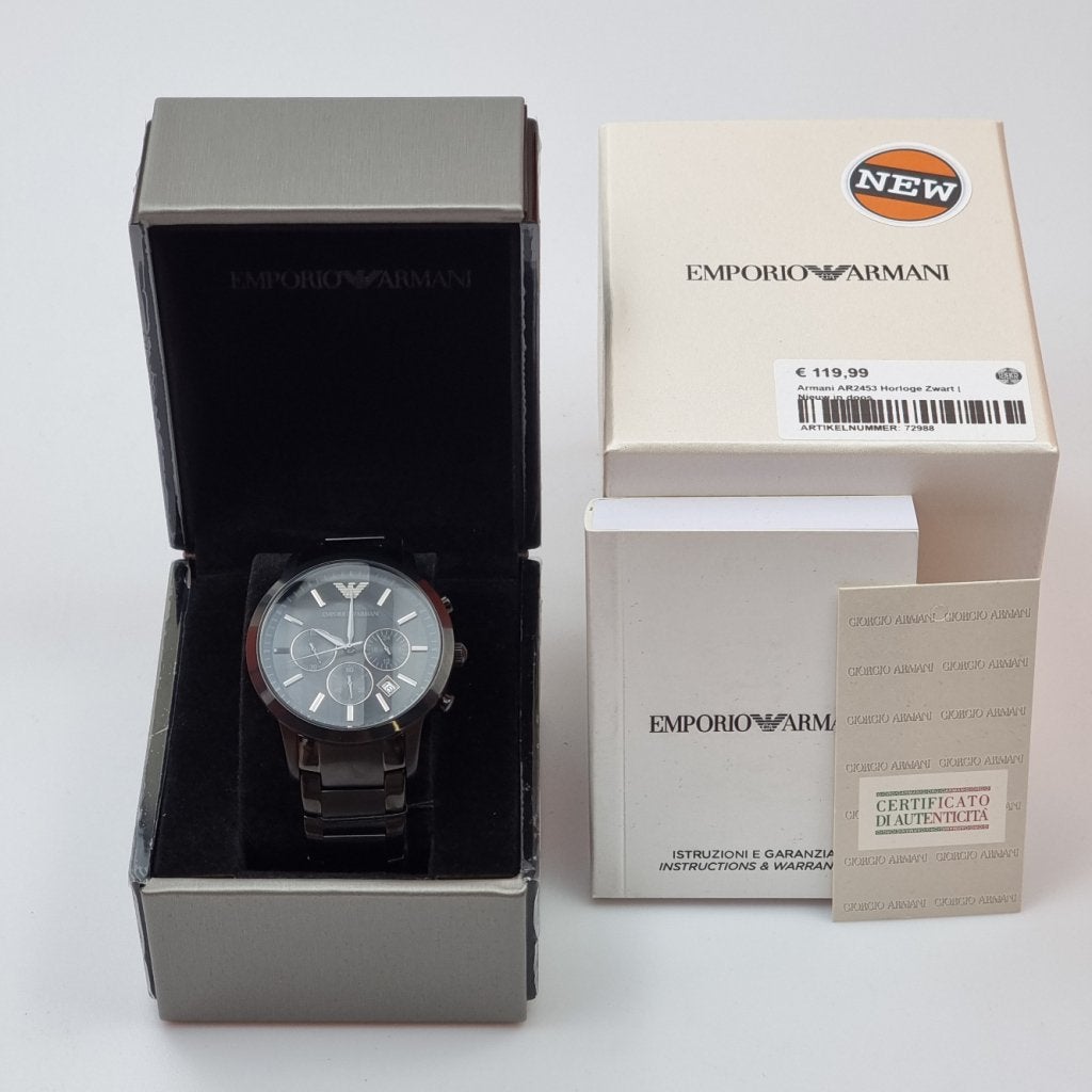Armani AR2453 Horloge Zwart | Nieuw in doos, Armani, Gebruikt, Support@armani.com, 10 Corso Como, Milan 20154
Italy