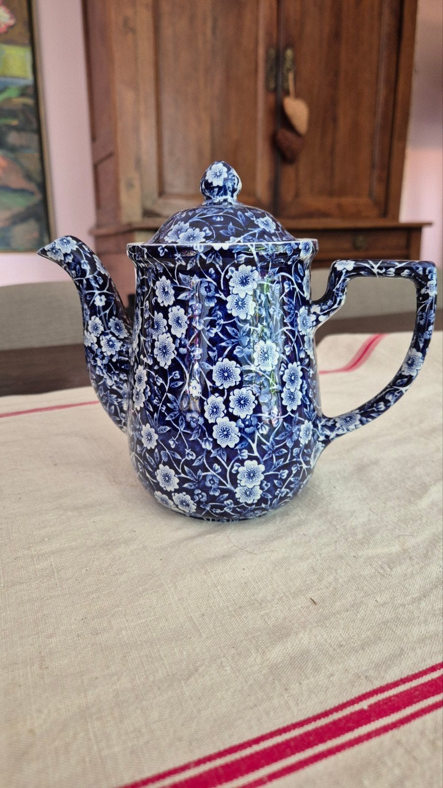 Burleigh Blue Calico koffiepot/theepot, Ophalen of Verzenden