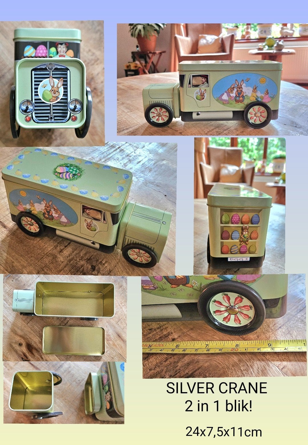 Silver Crane vrachtwagen bewaarblik 24x7,5x11cm vintage look, Ophalen of Verzenden, Zo goed als nieuw, Koek(jes)