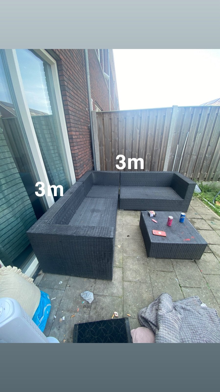 Loungeset met tafel (MOET WEG!!), Ophalen, Kunststof, 6 zitplaatsen, Bank