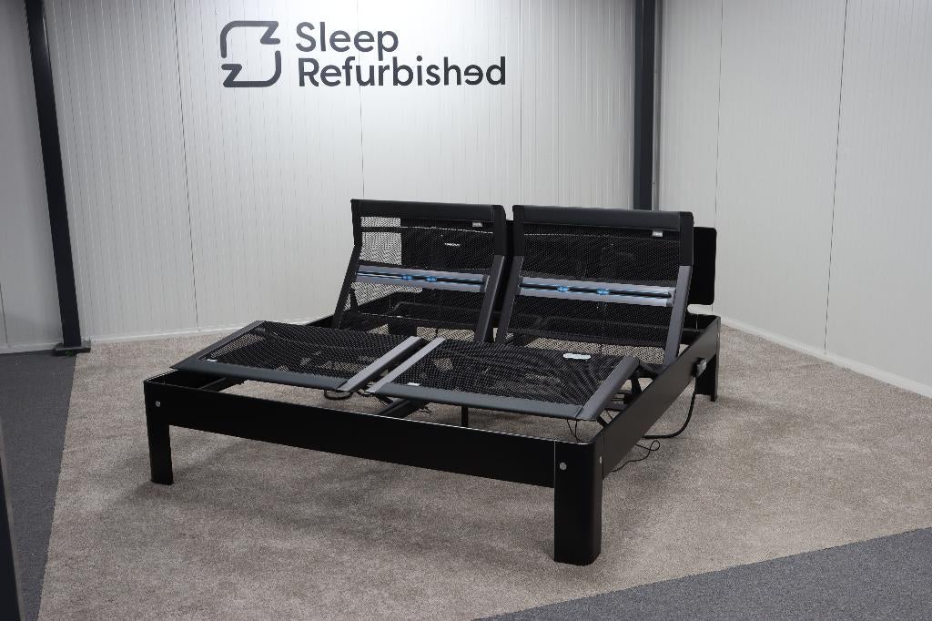 Refurbished Auping Auronde 180 x 200 tweepersoons 3-motorig, Huis en Inrichting, Slaapkamer | Bedden, Verstelbaar, Zwart, Tweepersoons