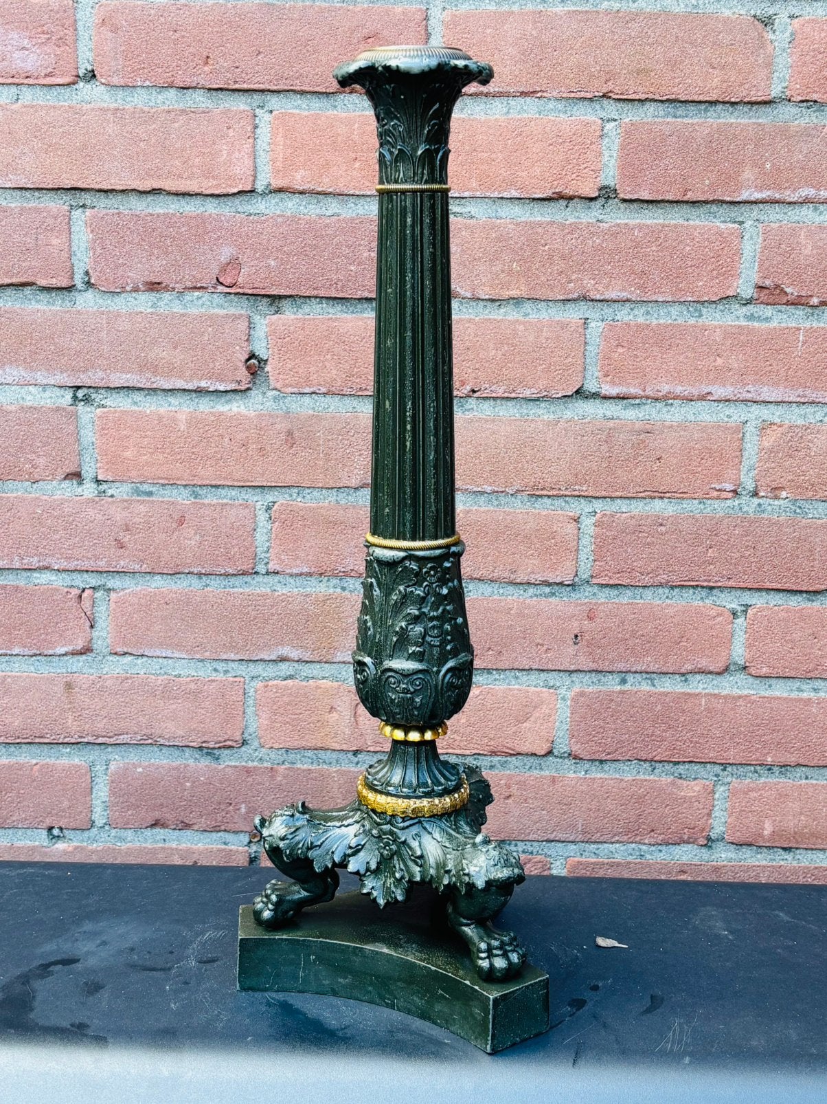 Zware bronzen empire kandelaar, Antiek en Kunst, Ophalen of Verzenden, Koper of Brons