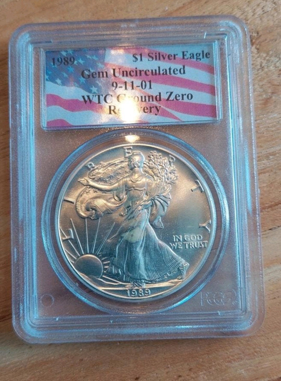 Silver Eagle zilveren munt Amerika Ground Zero 9-11, Ophalen of Verzenden, Losse munt, Zilver