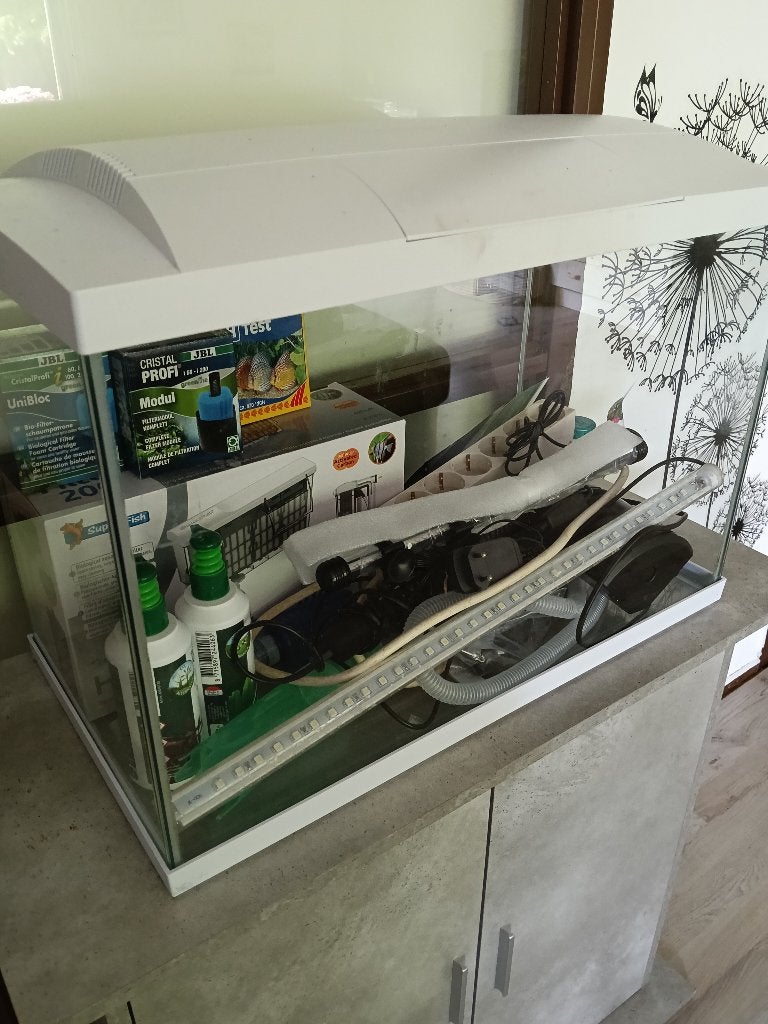 Aquarium 70 liter plus toebehoren z.g.a.n, Ophalen, Inclusief deksel, Superfish, Gevuld zoetwateraquarium