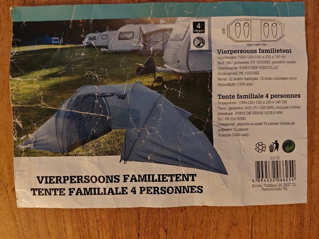 Tent 4 persoons, Ophalen, Gebruikt, Tot en met 4