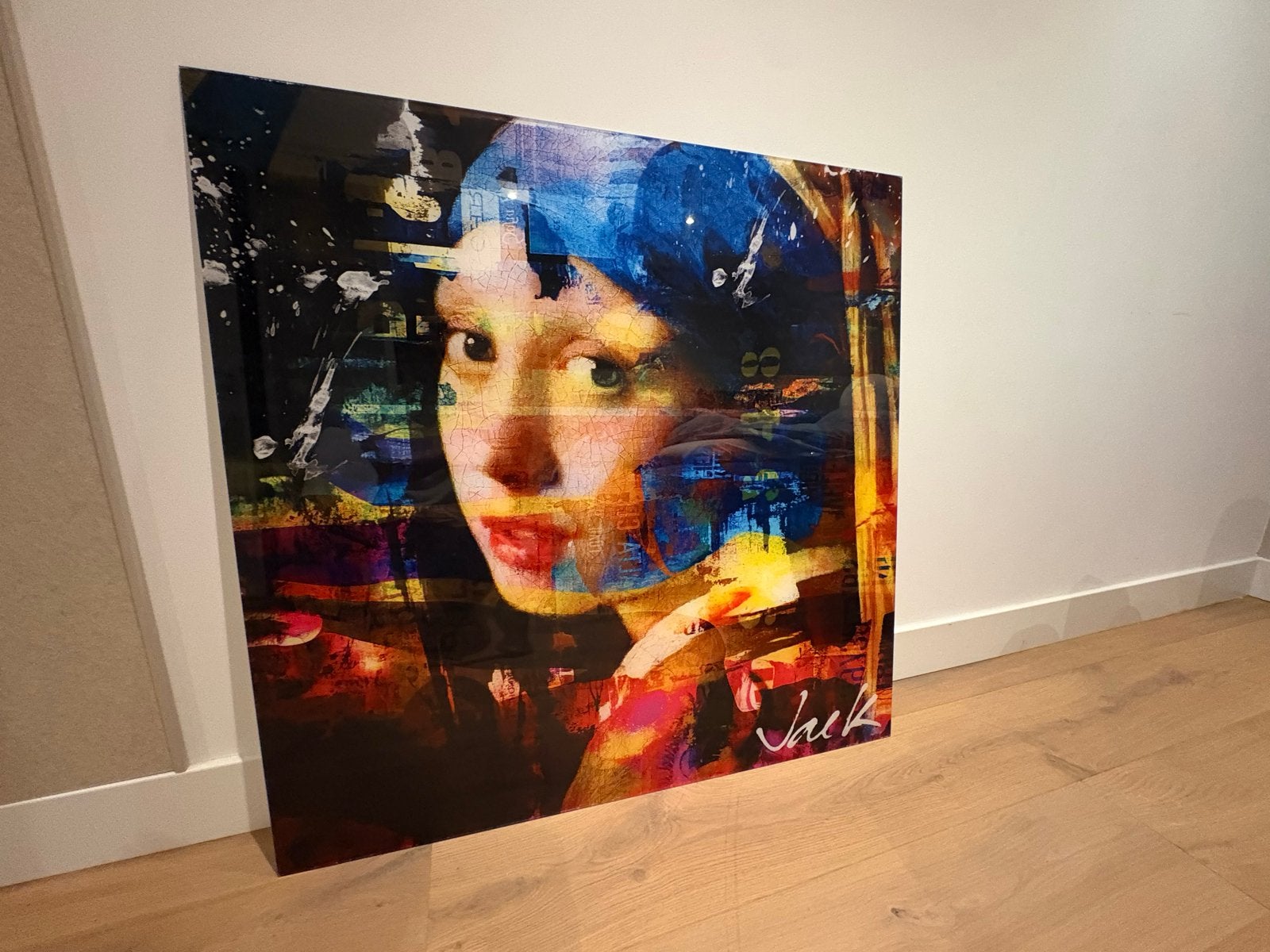 Jack art: Meisje met de parel - Plexiglas 100x100cm, Ophalen, Kunststof, Ophangklaar, Portret