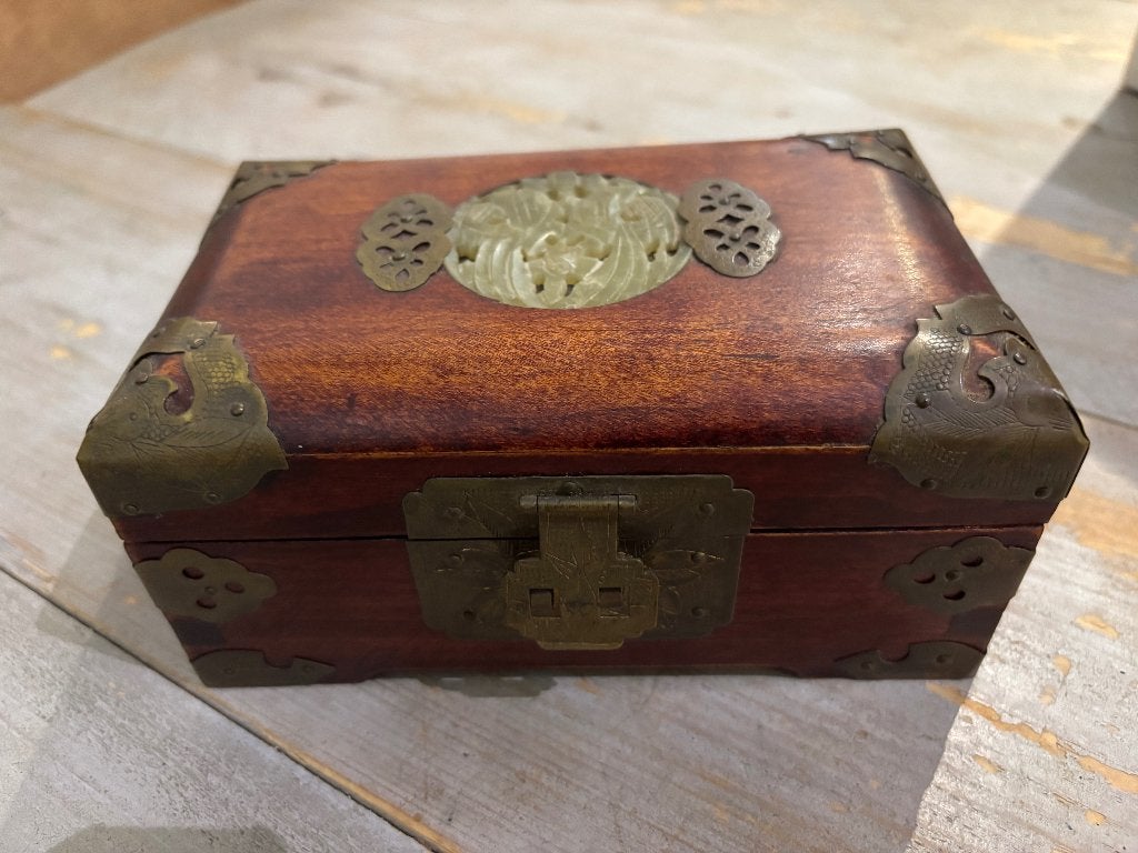 Houten Chinees juwelenkistje  (16 x 10 x 7 cm), Antiek en Kunst, Kunst | Niet-Westerse kunst, Doos, China, Hout, Bruin, Handgemaakt