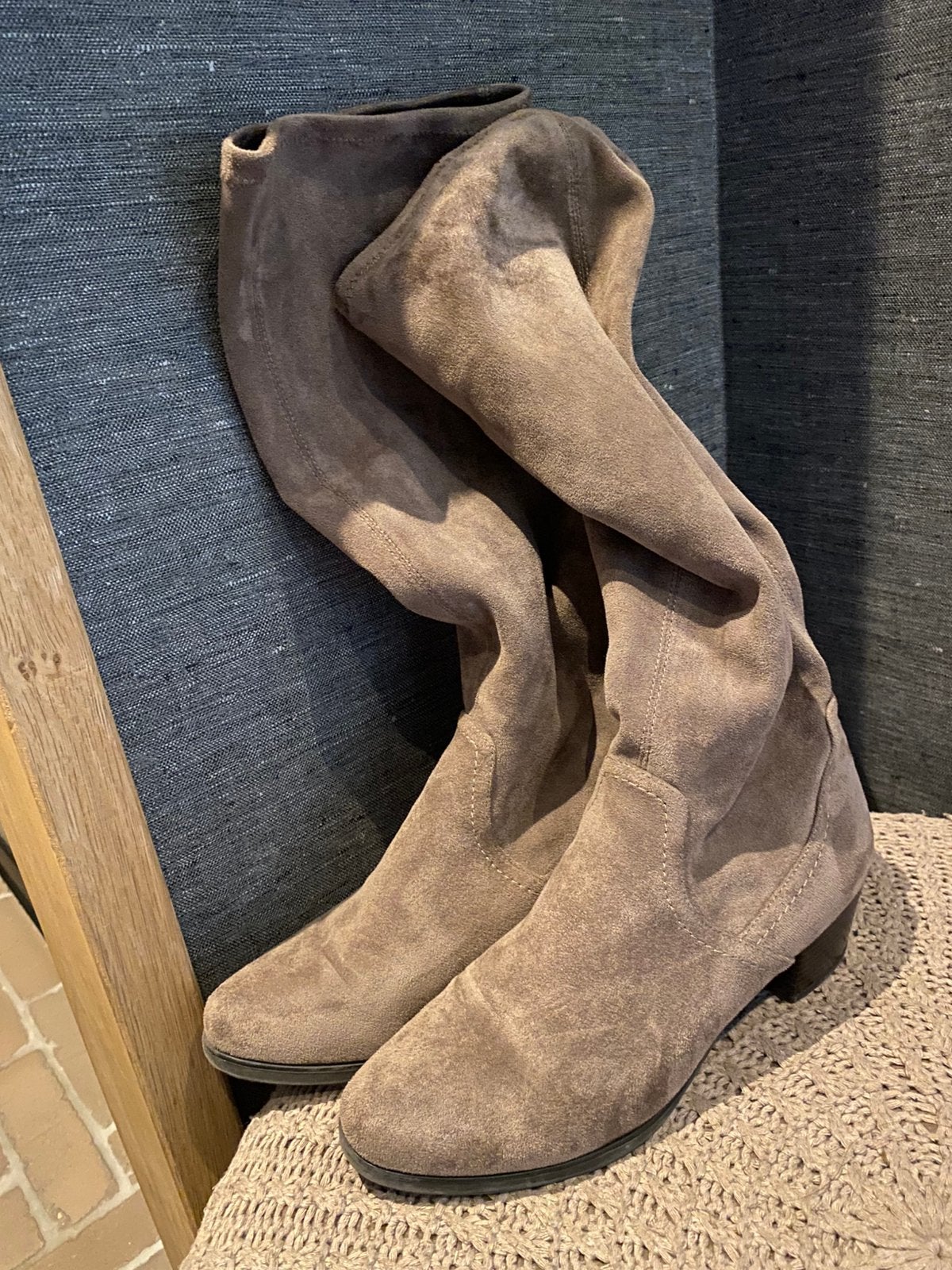 Taupe stretch laarzen, Ophalen of Verzenden, Zo goed als nieuw, Bruin, Hoge laarzen