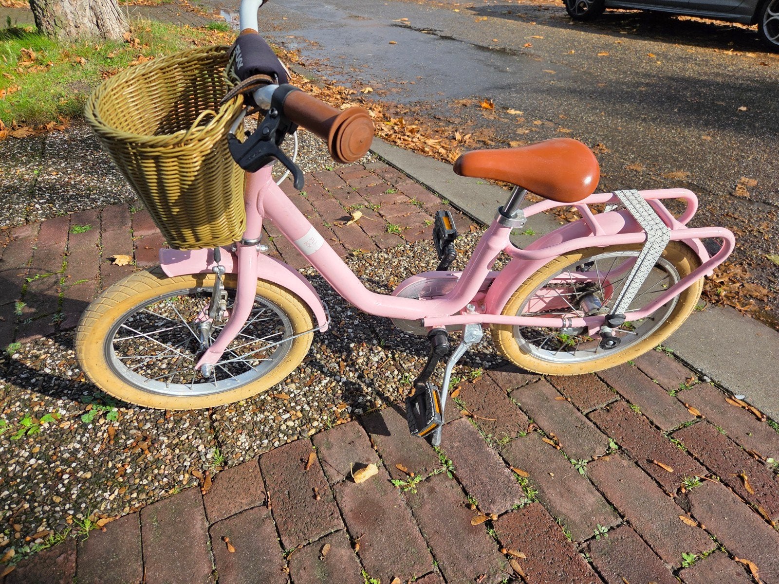 Puky kinderfiets 16 inch roze met mandje, Ophalen, Velgrem, Puky, 16 tot 20 inch