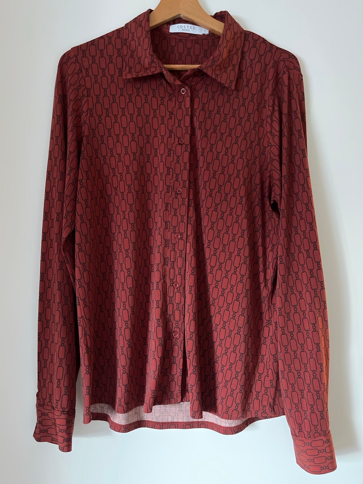 Costes Basic Blouse met kettingprint - Maat L, Ophalen of Verzenden, Gedragen, Maat 42/44 (L), Bruin
